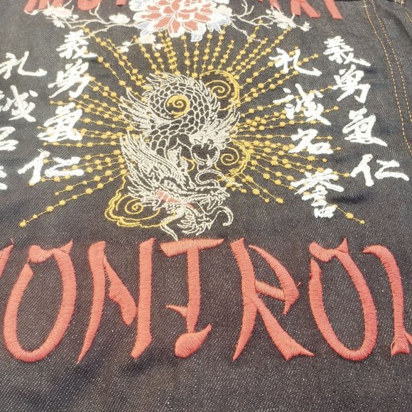 New GUESS Men's Rex Denim Embroidery Jacket - Picture 9 of 11